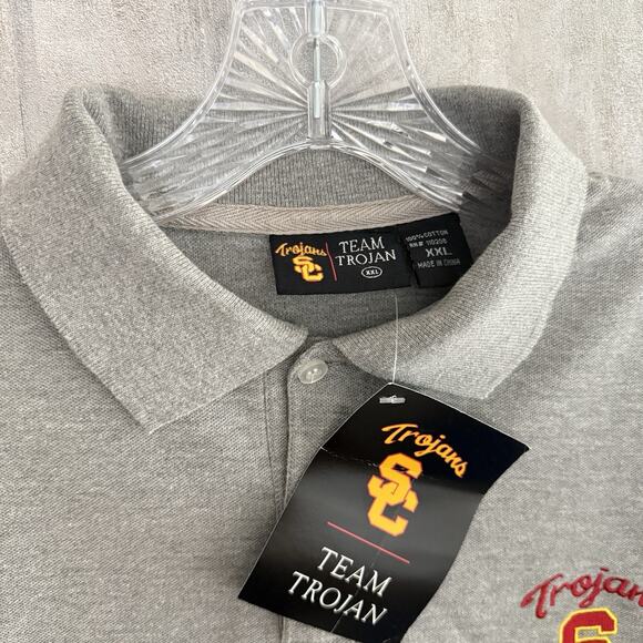 USC Trojans Polo Shirt Mens 2XL Gray Embroidered Logo Team Trojan College Cotton - Picture 4 of 11